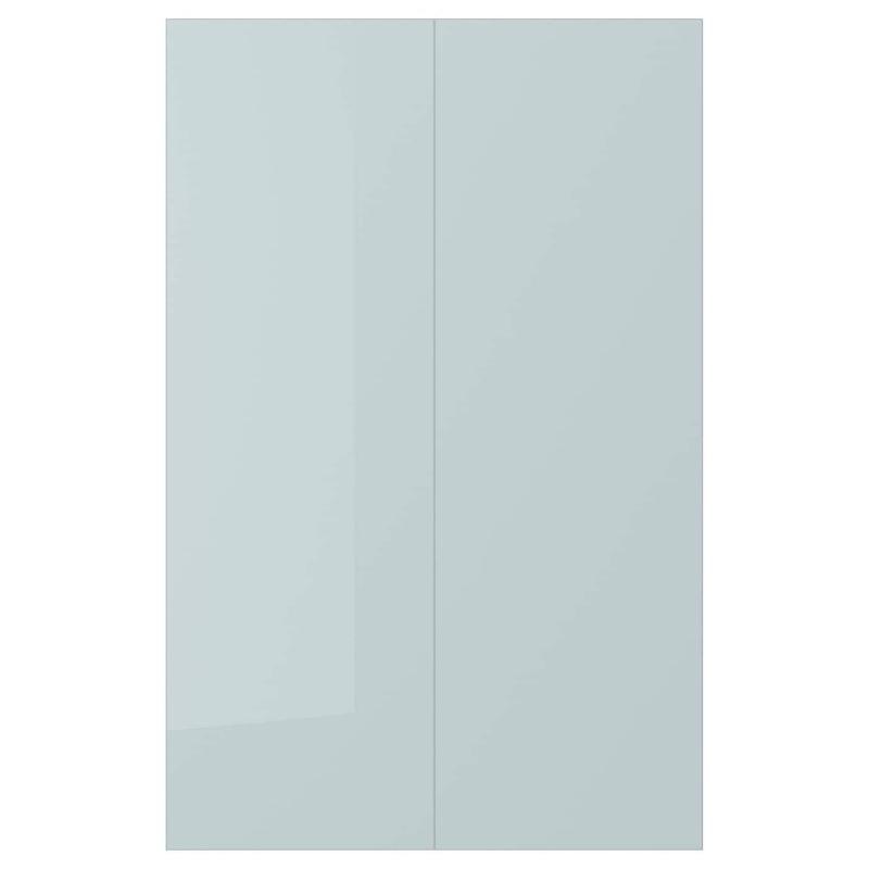 KALLARP カッラルプ 扉 コーナーベースキャビネット用 部品2個 - ハイグロス ライトグレーブルー 25x80 cm