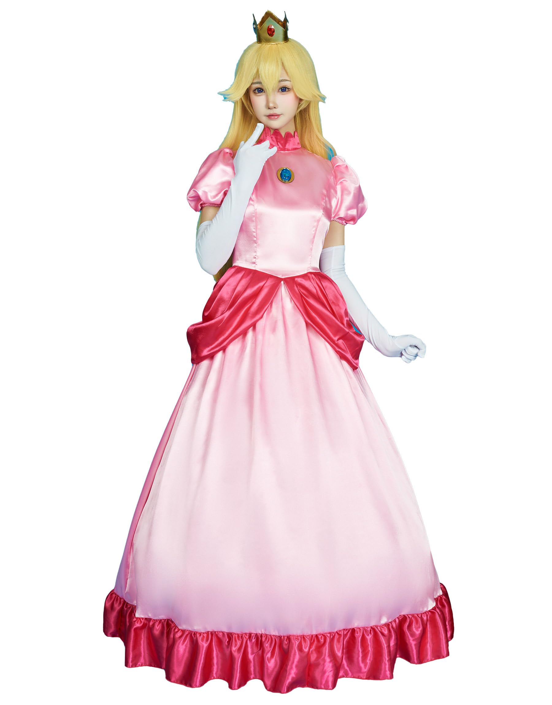 [Miccostumes] レディース 大人 アニメ ゲーム 姫様 王女 プリンセス ドレス ワンピース 半袖 ピンク 衣装セット かわいい 萌え コスプレ コスチューム コス 仮装 変身 変装 撮影