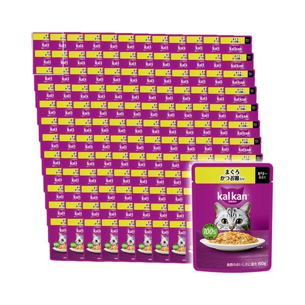 120個セット カルカン パウチ まぐろ かつお節入り 60g キャットフード 成猫用