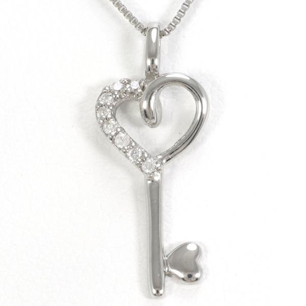 K18 18金 WG ホワイトゴールド ネックレス ダイヤ 0.04 約39cm ジュエリー 中古