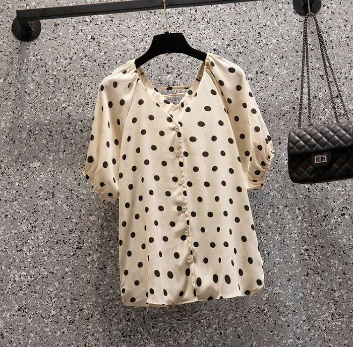 激安販売！大きいサイズ レディース トップス シャツ ブラウス 半袖 ドット 水玉 L LL 3L 4L 5L 大人カジュアル