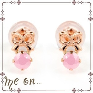 me on... K10ピンクゴールド キュービックジルコニア リボン ピアス 発送目安２-３週間