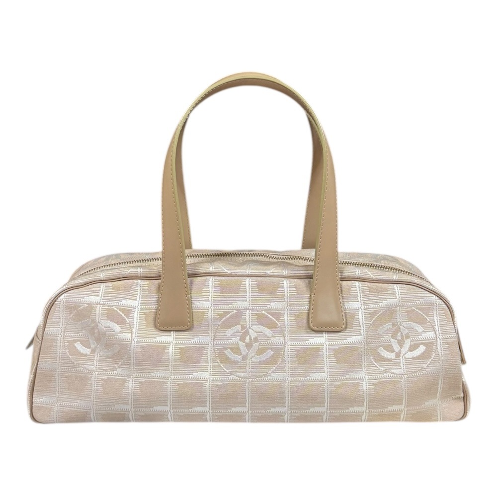 シャネル ミニボストンバッグ ニュートラベル ハンドバッグ ナイロンジャガード A15828 ベージュ CHANEL 中古 美品