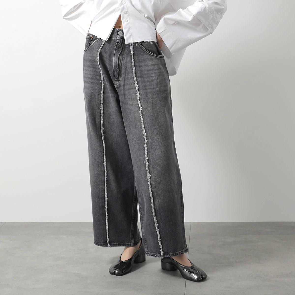 MM6 KIDS エムエムシックス メゾンマルジェラ キッズ デニムパンツ M60748 MM04Q レディース ガールズ ジーンズ ワイド フリンジ コットン 【mega】