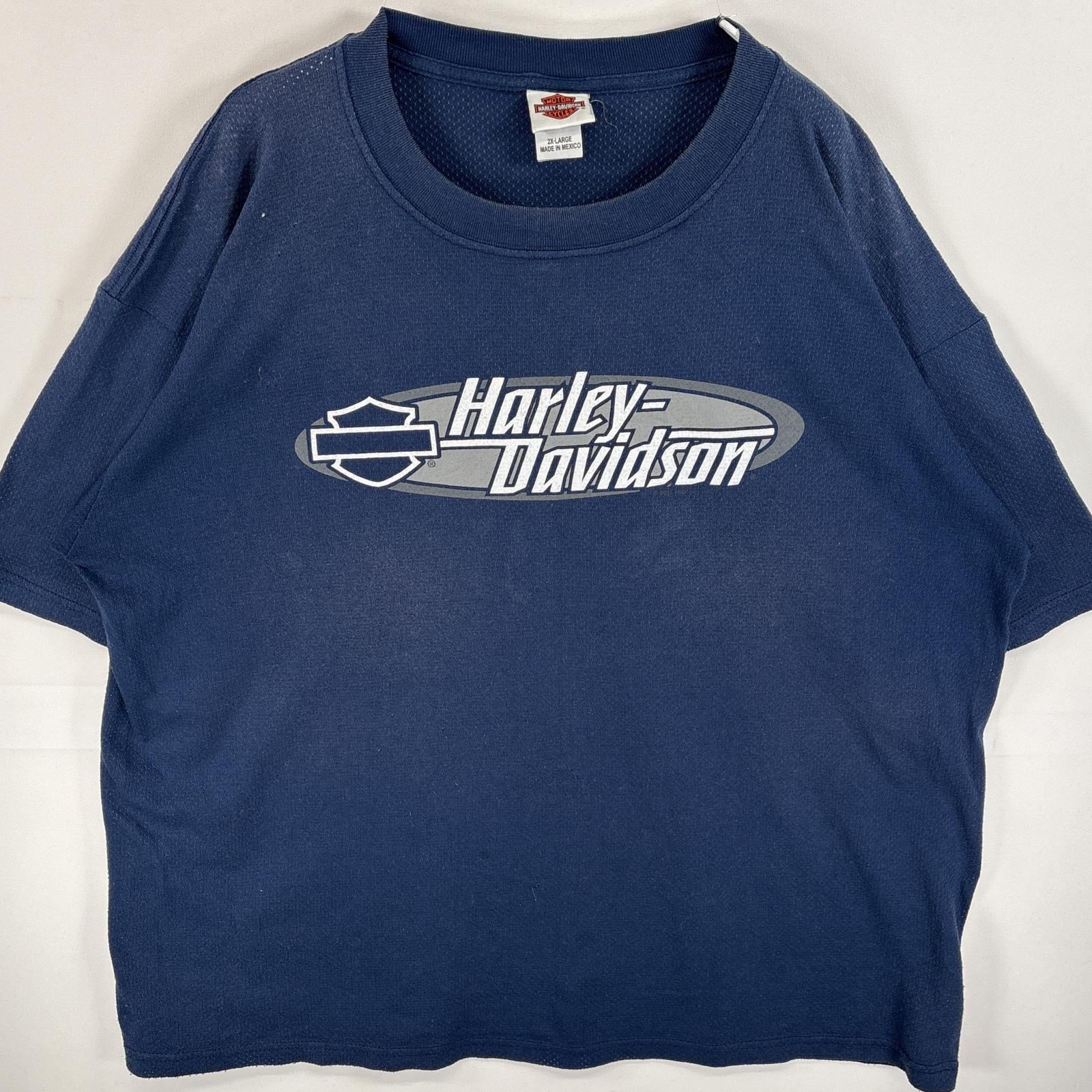 古着 半袖Tシャツ シースルー 両面プリント コピーライト@2007 2XL ネイビー メンズ