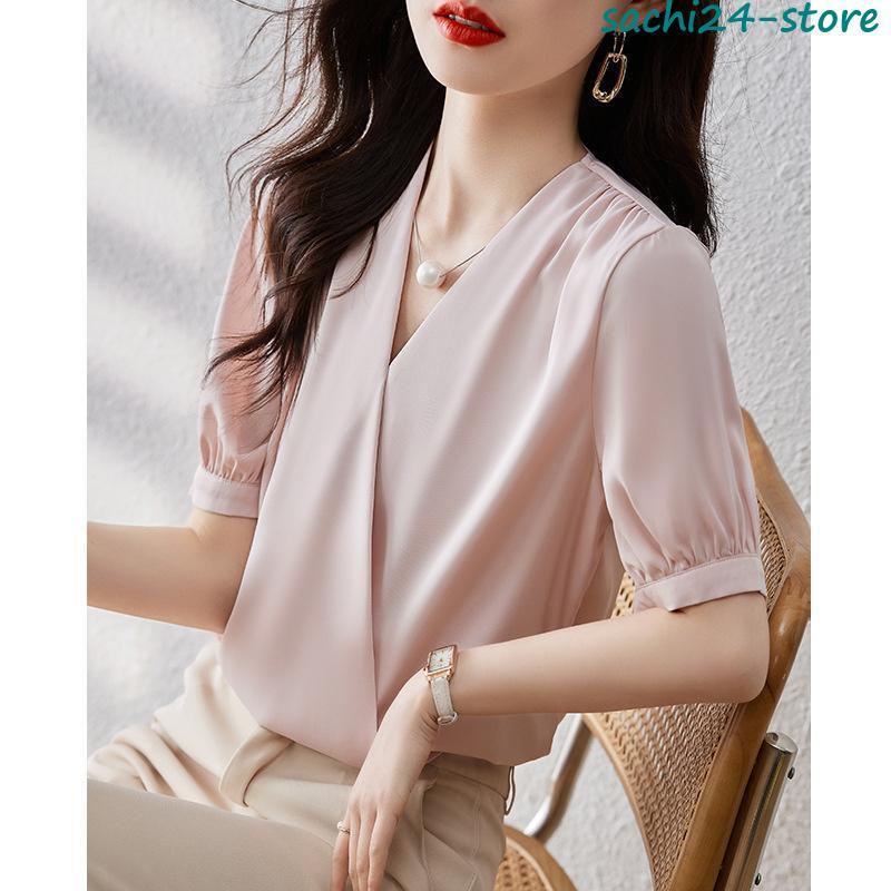 ブラウス 半袖 レディース シャツ トップス 切替 おしゃれ カットソー 重ね着 流行り 夏 Tシャツ 柔らかい チュニック