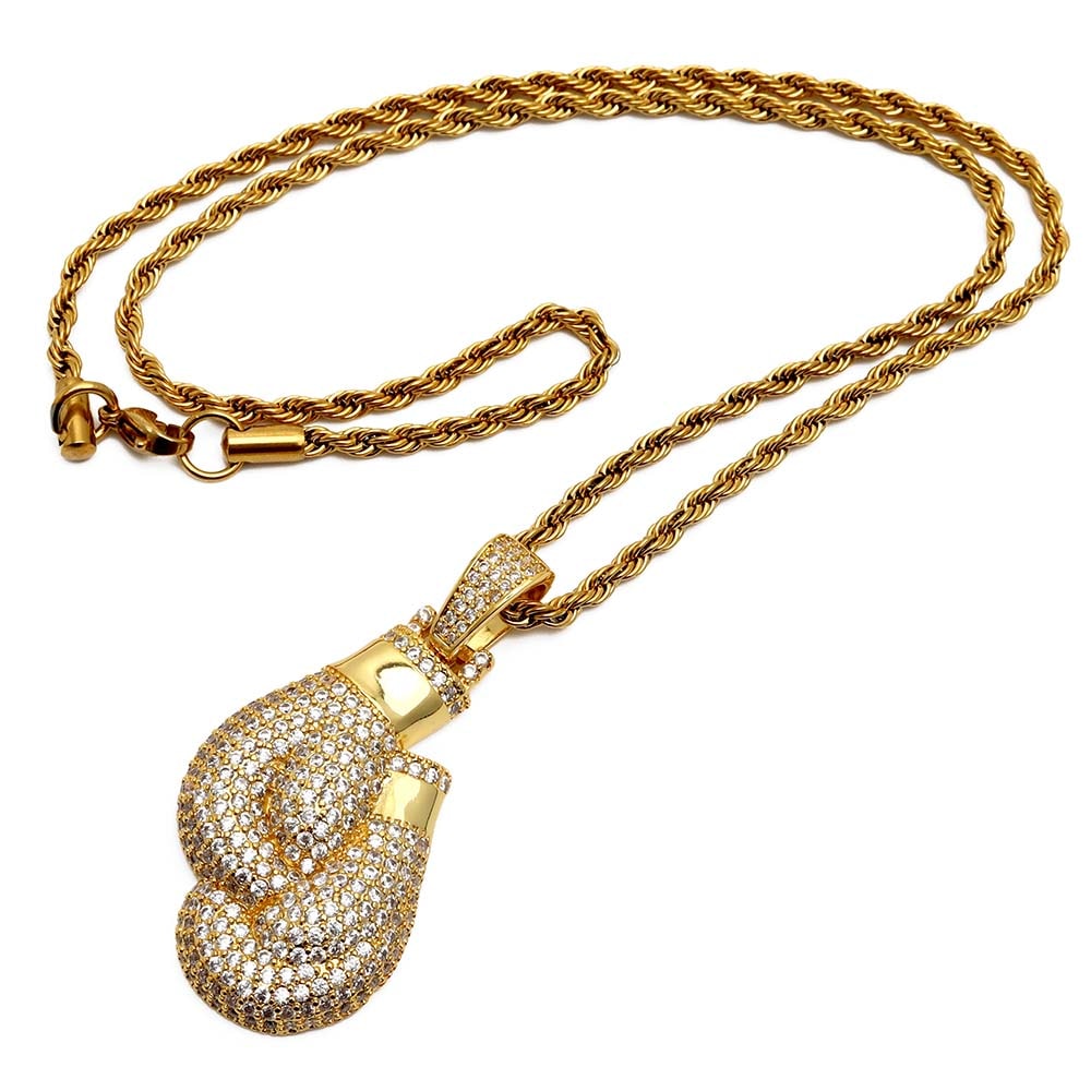 ボクシンググローブネックレス パヴェ [n516-gold]