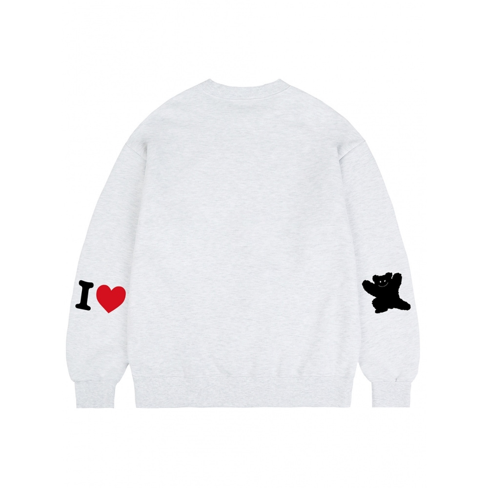 グレイバーエルボーアイラブベアスウェットシャツメランジホワイト