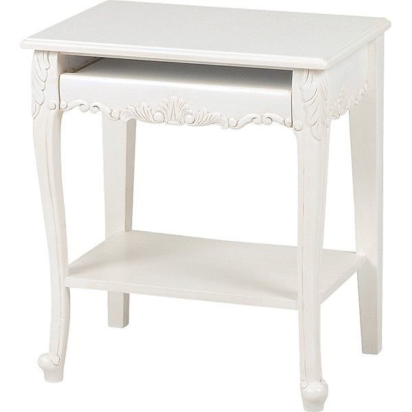 パソコンテーブル 木製 アンティークホワイト 『ヴィオレッタシリーズ』