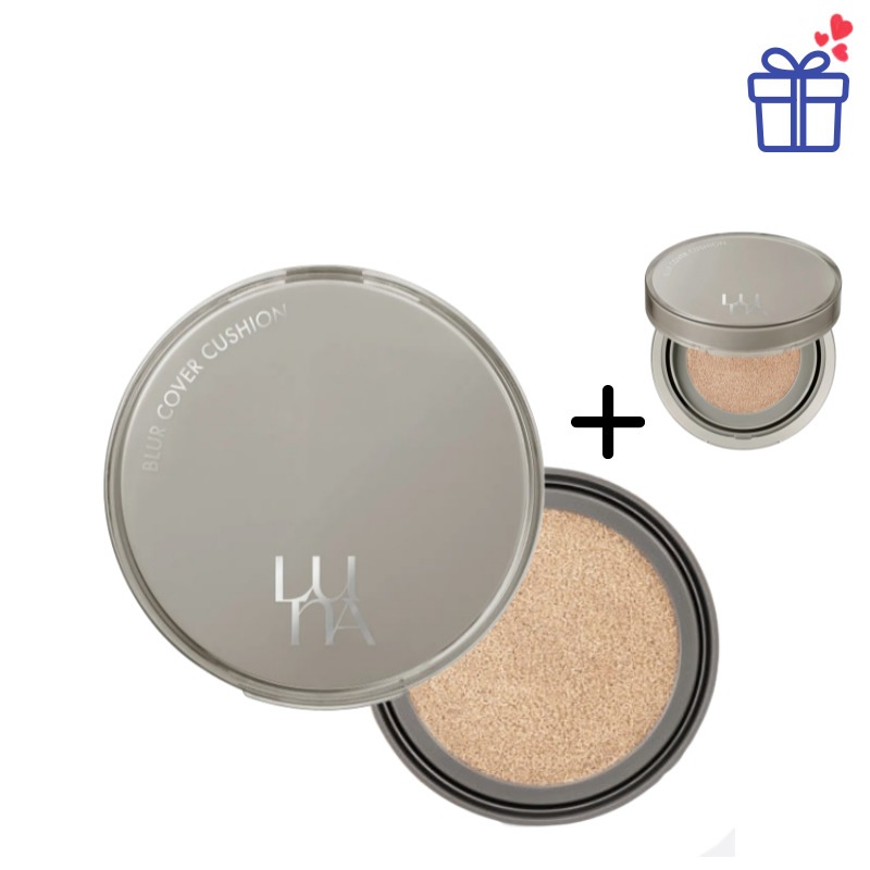 【1+1+1セット】ブラーカバークッション 本品＋リフィル12g×1＋ミニサイズ5g（01バニラ限定） SPF40 PA++／韓国クッションファンデ／セミマット／インナードライ/毛穴カバー／UVカット