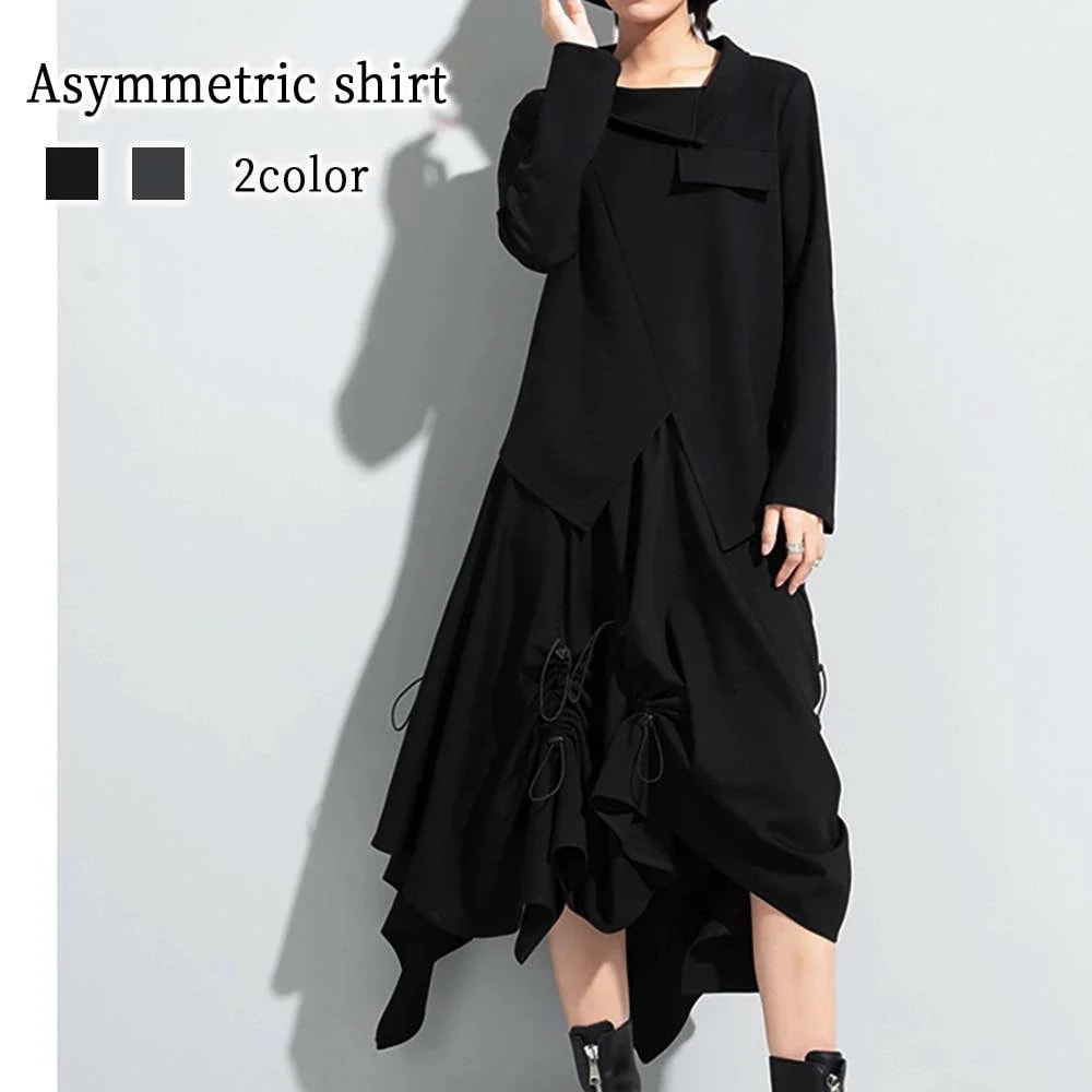 シャツ レディース アシンメトリーシャツ 長袖 暖かい スポーツ かわいい おしゃれ 秋 厚手 ブラウス カットソー しわになりにくい 麻 ポロシャツ 大人 ゆったり 春 形態安定 ランニング 事務服