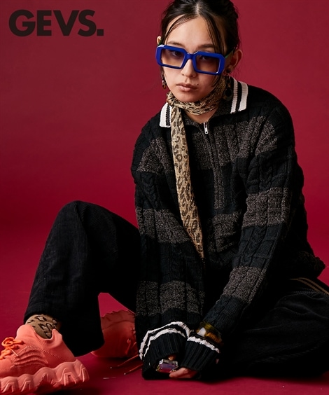 ニット ハーフジップポロニット 大きいサイズ有 GEVS.