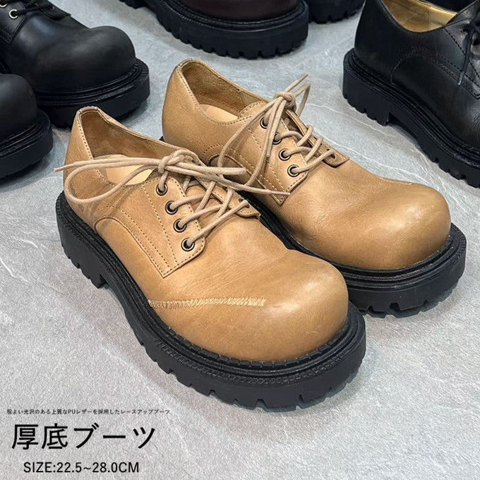 靴 ブーツ メンズ レディース 厚底ラバーソールシューズ ヴィジュアル系 ビジュアル系 靴 くつ チャッカブーツ デザートブーツ ドレスシューズ レースアップ ローカット PUレザー 合成皮革 合皮