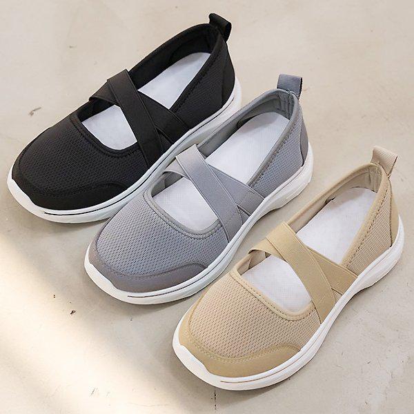 シューズ メッシュ Xバンド 女性 レディース ローファー フラットシューズ スリッポン 4cm sjly 169_P390063593