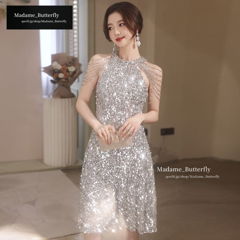 パーティードレス 二次会用 ウェディングドレス Aラインワンピース 演奏会 エレガンス ミディアム丈ドレス 成人式 発表会/撮影用/お嫁さん/披露宴/花嫁 カラードレス