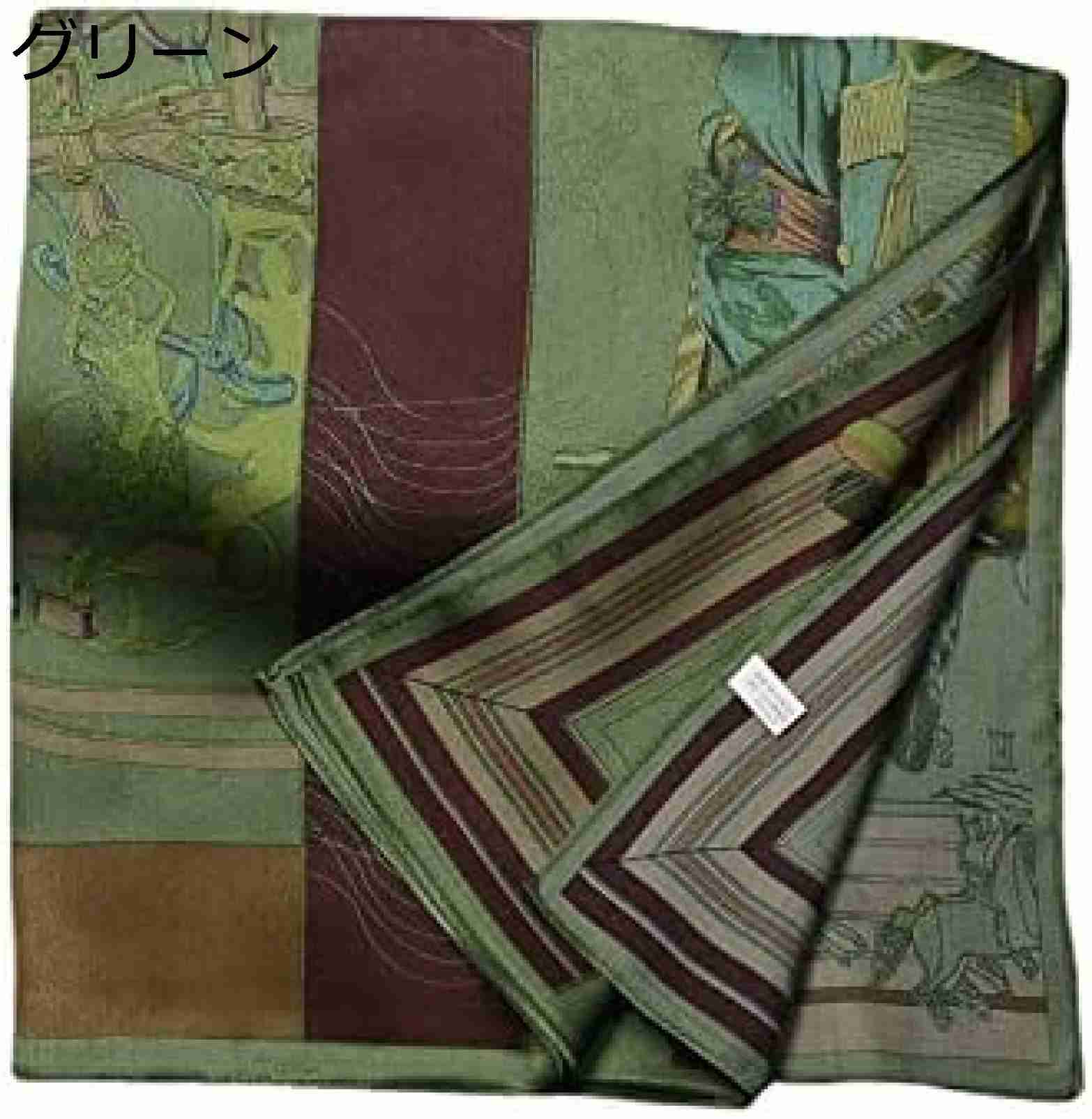 【20%OFFクーポン～】スカーフ 100% スカーフ 正方形 70cm 緑 花柄 上品 おしゃれ 手巻き仕上げ ネッカチーフ ヘッドバンド 髪飾り レディーズ UVケア バッグ飾り プレゼント 小