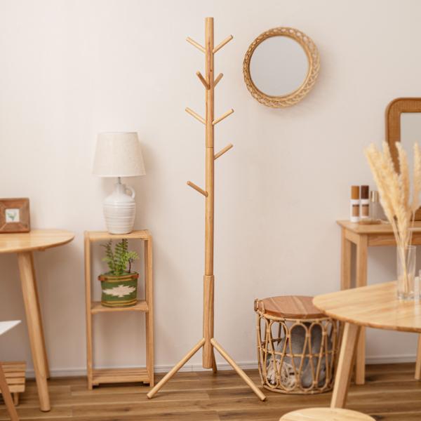 ポールハンガー 木製 おしゃれ 北欧 ナチュラル ツリー型 子ども部屋 リビング 寝室 一人暮らし ひとり暮らし シンプル ハンガーラック 便利 インテリア 韓国風