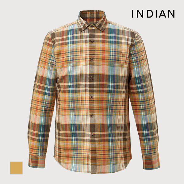 [INDIAN] リネンブレンド ビッグチェックシャツ._MIUNL4S1271