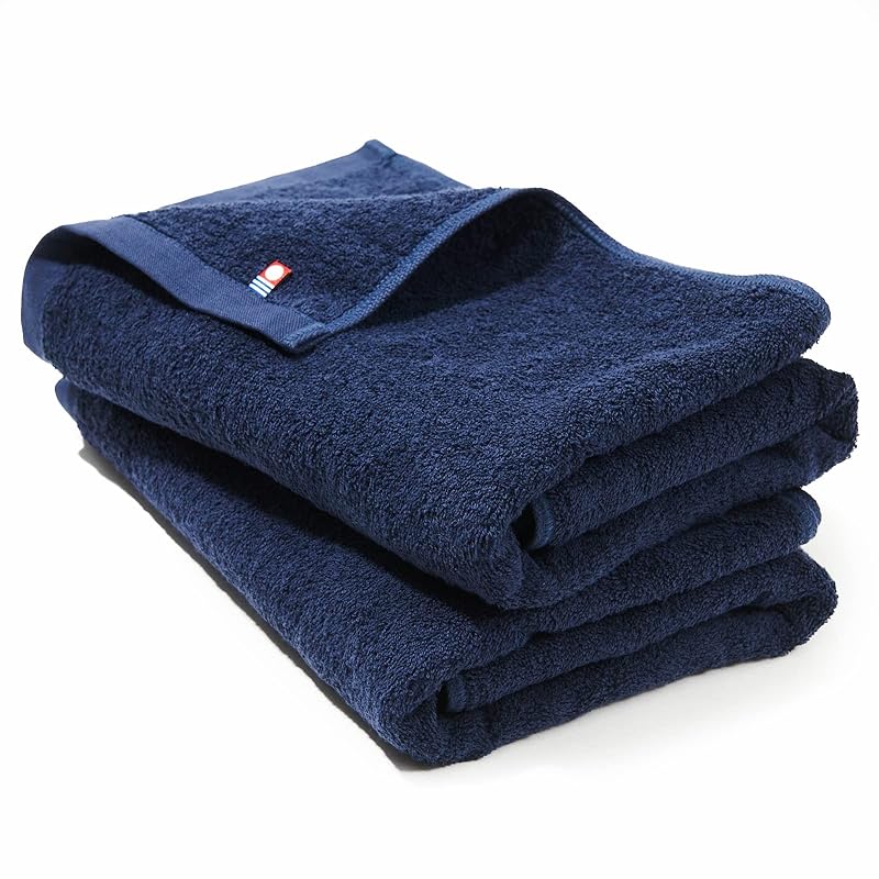 即納：今治タオル 認定 バスタオル 2枚セット [やわらか中厚タイプ] 速乾 吸水 部屋干し 日本製 綿100% 60×120cm imabari (ネイビー)