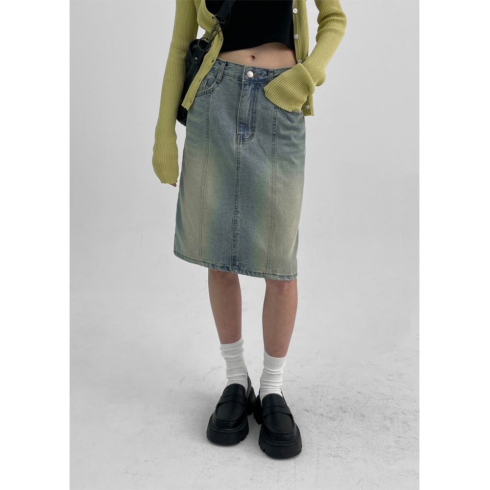 ブラックアップ [MADE] パベルインシジョンデニムミディスカート