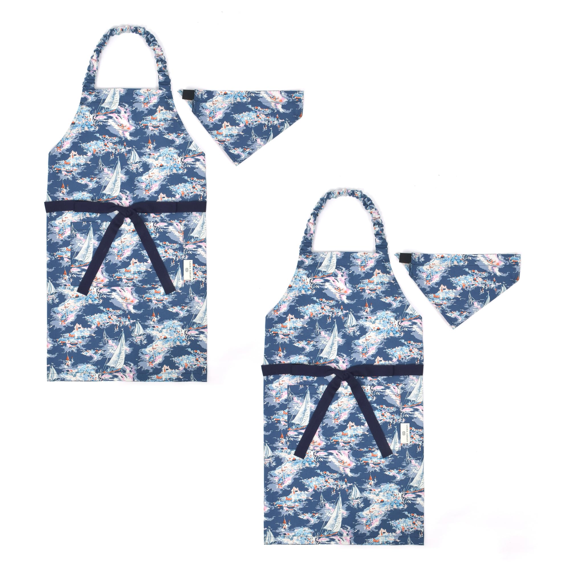 COLORFUL CANDY STYLE LAURA ASHLEY 子どもエプロン(130～160cm) Riviera 2枚セット おしゃれ 子供用 子供 こども エプロン 三角巾 セット ゴム キ