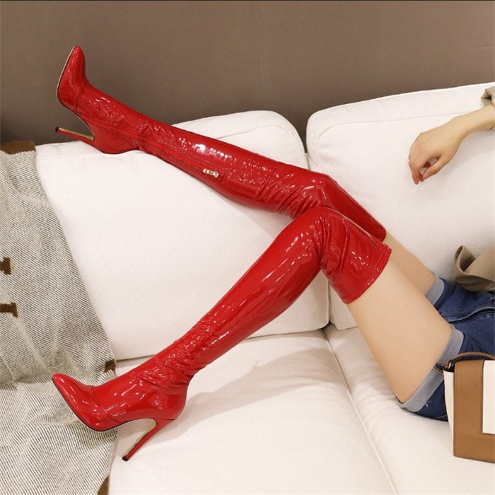 ニーハイブーツ ロングブーツ 定番人気のニーハイブーツ　ストレッチニーハイブーツ ヒール美脚 ニーハ