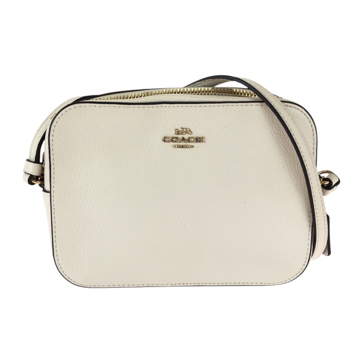 美品 ホワイト ゴールド金具 レザー L2011 87734 ショルダーバッグ ポシェット レディース 600338