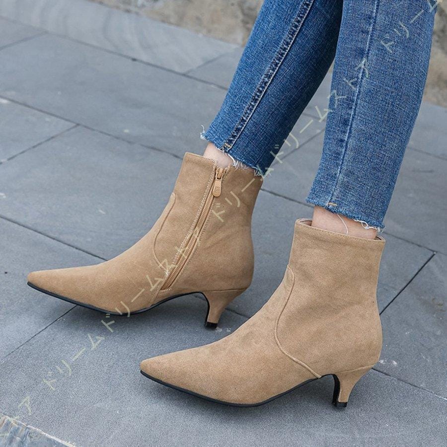 ショートブーツ ブーツ レディース ハイカット 袴ブーツ ブーティー ポインテッドトゥ 歩きやすい スエード調 ショート ブーツ ピンヒール 6cm 大きいサイズ