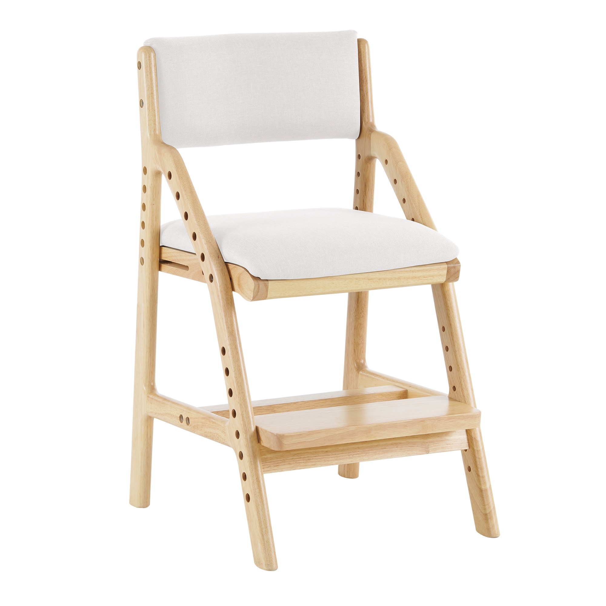 【国内発送Ｍ】399ベージュ 学習チェア 学習椅子 木製 姿勢 子供 キッズチェア ハイチェア ダイニングチェア 椅子 高さ調整 シンプル コンパクト 組立て 板座 足置き