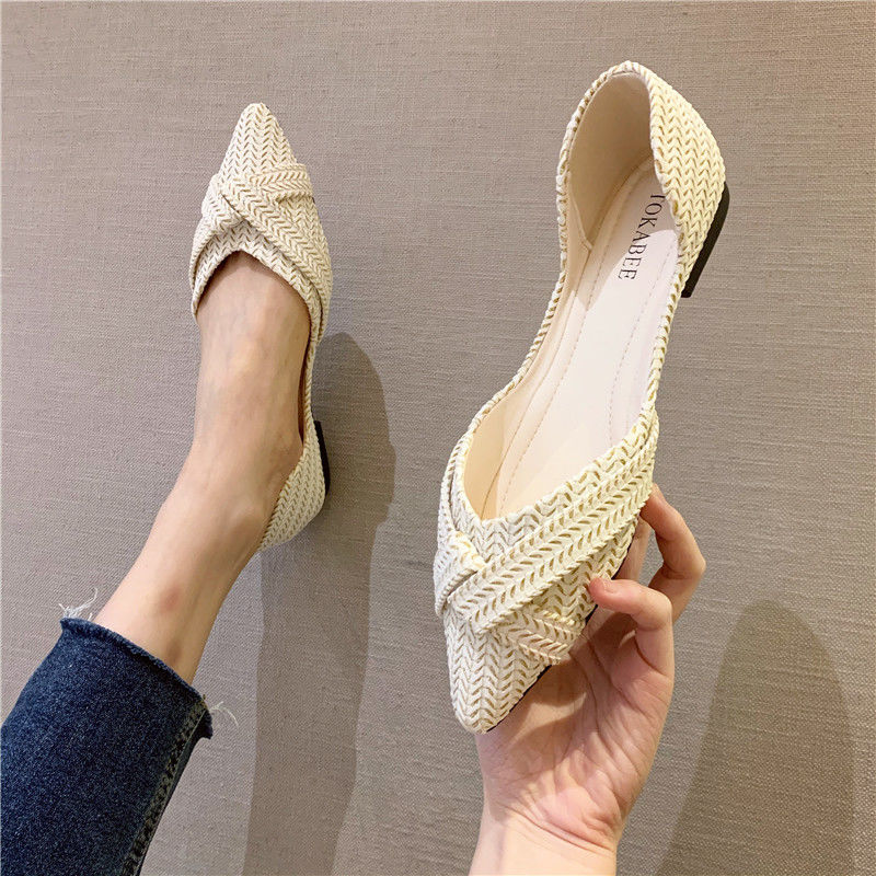 韓国ファッション 個性 ヒールパンプス ローファー 母の日 クロス おしゃれ フラットシューズ 百掛け ポインテッド OL通勤 カジュアル 快適 4,739円