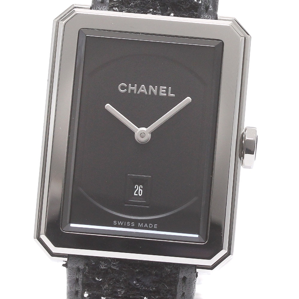 シャネル CHANEL Ｈ5503 ボーイフレンド ツイーディー ストラップ デイト クォーツ レディース 箱・保証書付き_873318【中古】