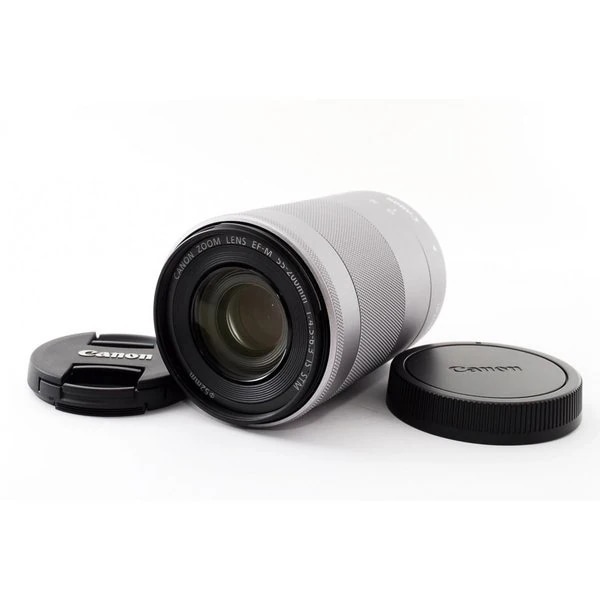【中古】キヤノン Canon EF-M 55-200mm F4.5-6.3 IS STM シルバー 美品 EF-Mマウント 望遠ズームレンズ