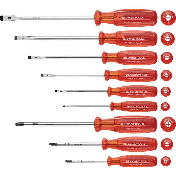 PB SWISS TOOLS ピービースイスツールズ 9本組 マルチクラフトハンドル マイナス/プラスドライバーセット 1465