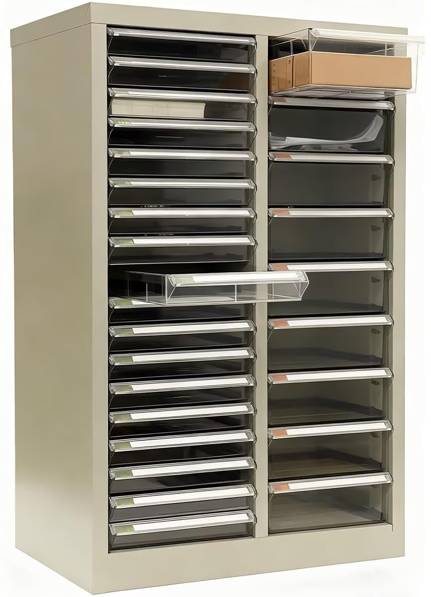 フロアケース 完成品 書類ケース ファイルボックス 2列27段 奥行き34×幅54.8×高さ86.7cm 引き出し式 収納ケース スチール製 キャビネット 組み立て不要 書類収納 オフィス用品