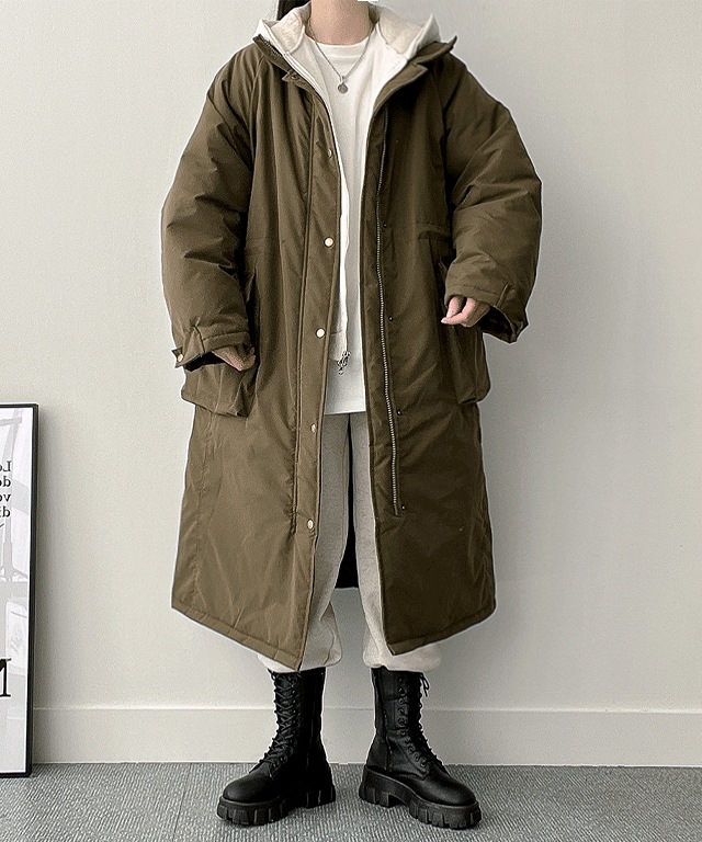 [ビッグサイズ] オーバーフィット ビッグポケット ストリート ロング フィールドジャケット ダウン (3color)