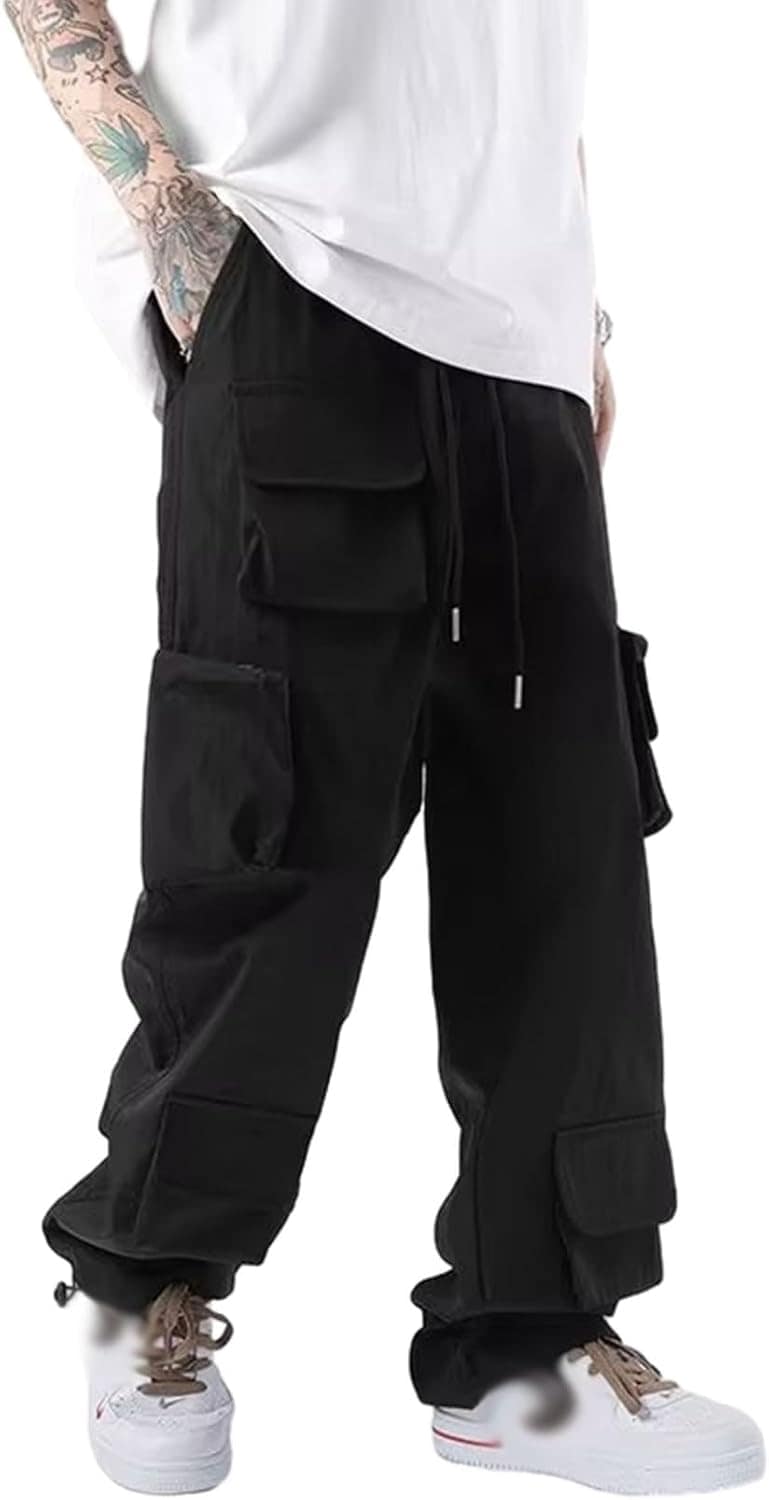 カーゴパンツ 作業パンツ メンズ ワイドパンツ ワーク ロングパンツ 綿混紡 ポケット付き テーパード イージーパンツ 軽量 ファッション 男性用 カジュアル 無地 Y2K 原宿 V系 パン