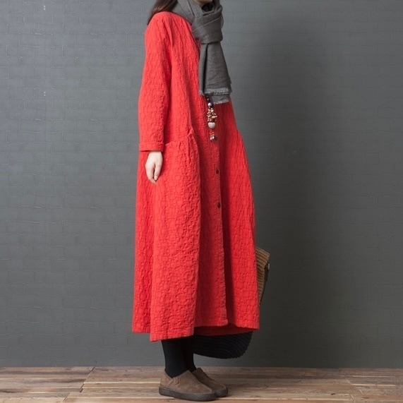 ワンピース シャツワンピース ミモレ丈 袖あり 長袖 ラウンドネック ルーズ Aライン 裾ワイド 前開き 綿 リネン コットン 大人可愛い きれいめ シンプル カジュアル 大人 上品 お洒落