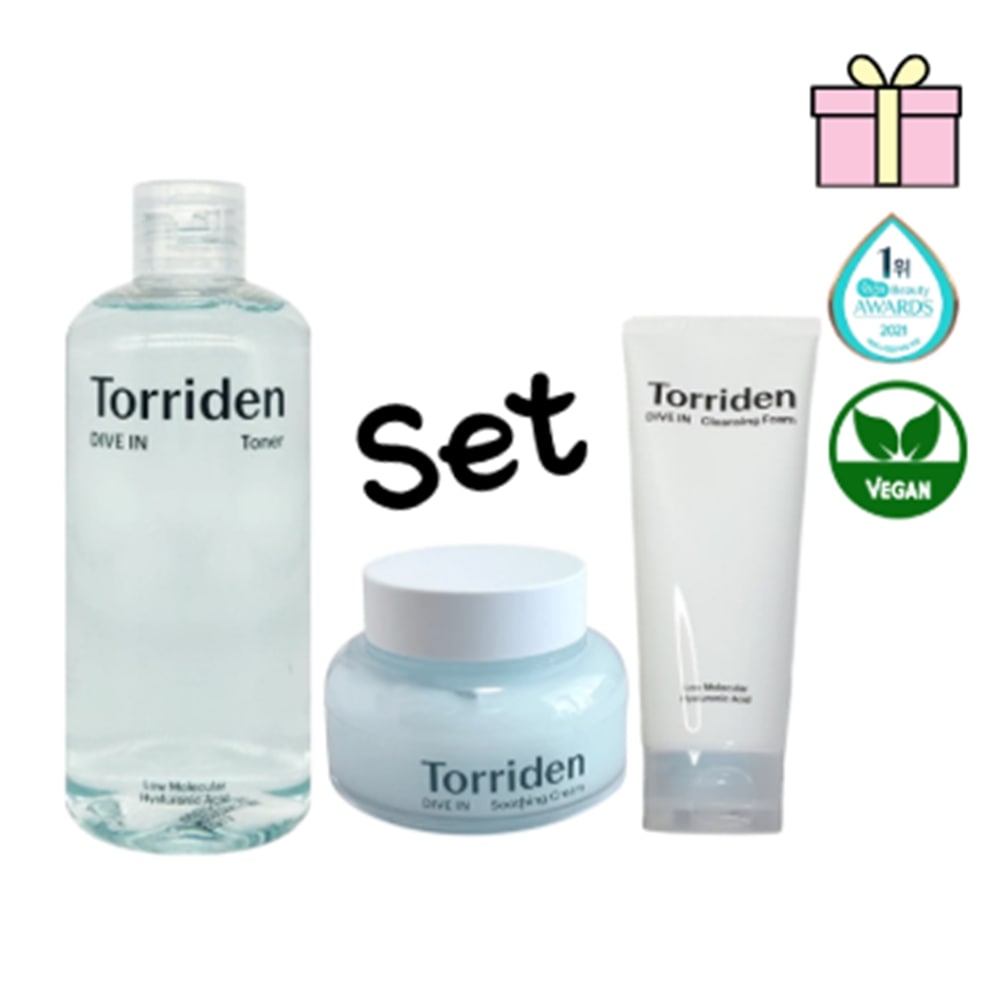 【3種セット】ダイブイン 低分子ヒアルロン酸 トナー300ml クリーム100ml クレンジングフォーム150ml 高保湿 水分スキンケア 韓国コスメ デイリー保湿 うるおいケア