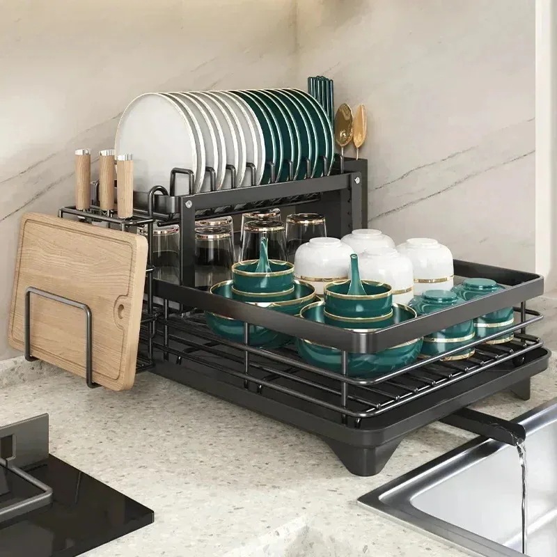 3営業日以内発送　ディッシュドライラックボウルナイフフォークキッチンオーガナイザーポット蓋カウンター調理器具収納ホルダー食器ドボード