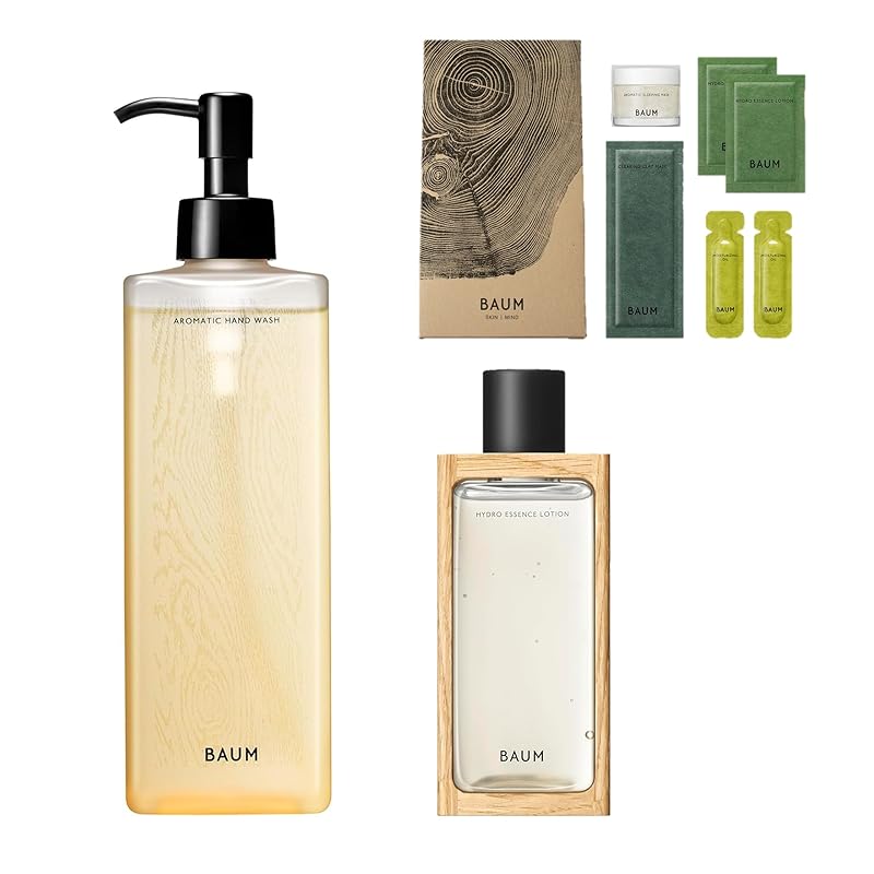 Baum(バウム) 体感キット アロマティック ハンドウォッシュ n 300mL+ハイドロ エッセンスローション n 150mL クレイマスク+化粧水+乳液オイル+スリーピングマスク サンプル付き