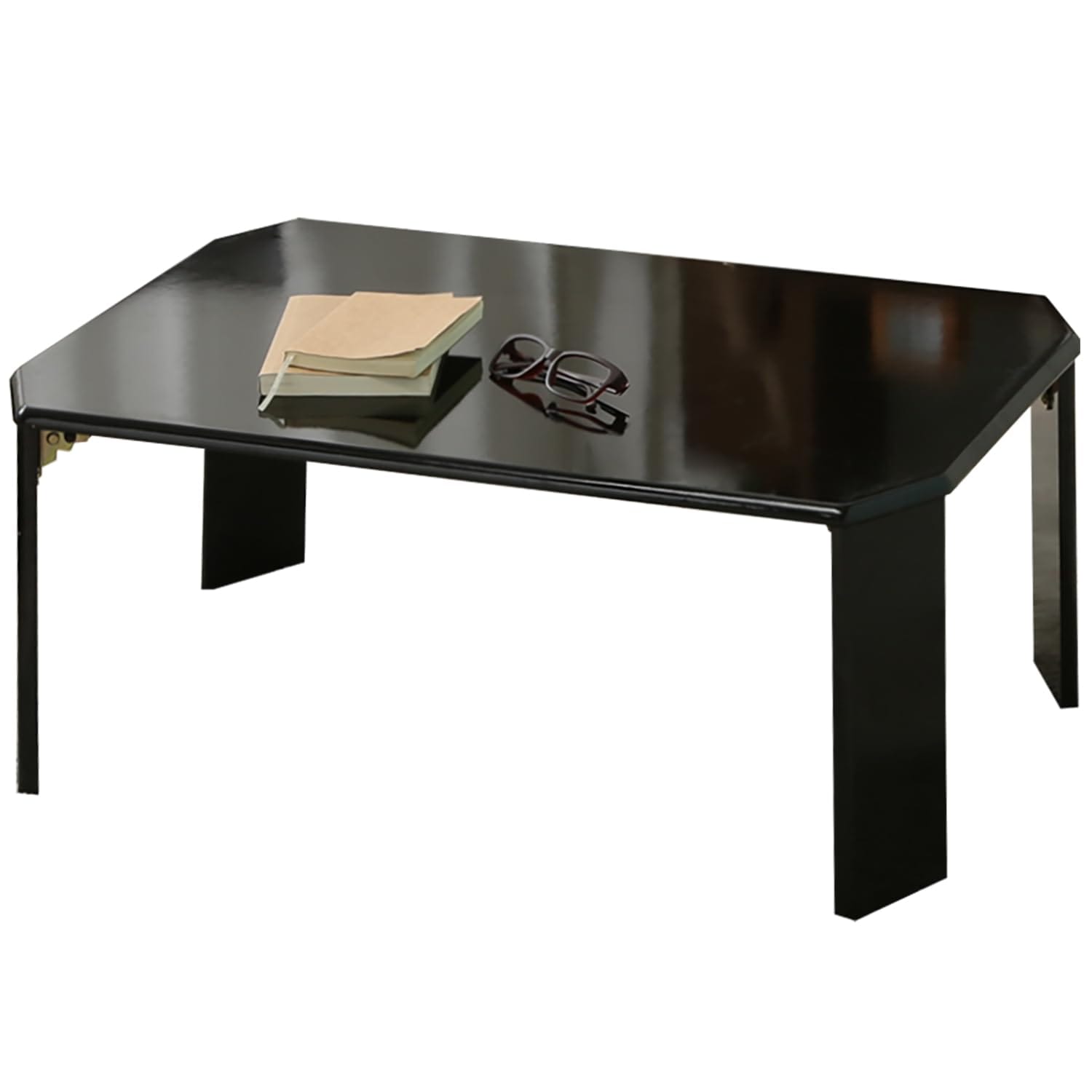 不二貿易(Fujiboeki) ローテーブル 折りたたみテーブル 幅75×奥行50×高さ32cm ブラック UV塗装 お手入れ簡単 角が丸い ルーチェ 38417