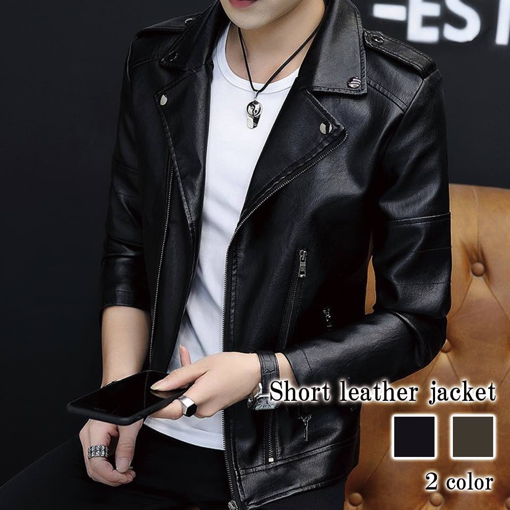 ライダースジャケット メンズ ショートレザージャケット 厚手 春 セール Tシャツ 革ジャン 黒 ダブル ジャケット アウター 秋 ライダース 冬 着こなし ブルゾン バイク ブランド レザージャケッ