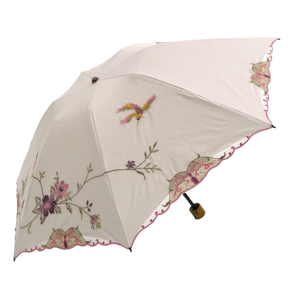 [シノワズリーモダン]日傘 折りたたみ レディース１級遮光 UVカット 晴雨兼用 耐久撥水 軽量 花鳥刺繍