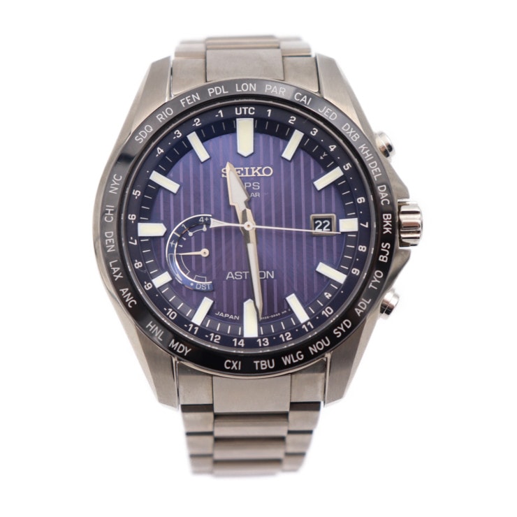 美品 SEIKO セイコー 腕時計 SBXB159 ASTRON アストロン ステンレススチール セラミック シルバー ブルー文字盤 GPS ソーラー電波 8X22-0AL0 本物保証 中古