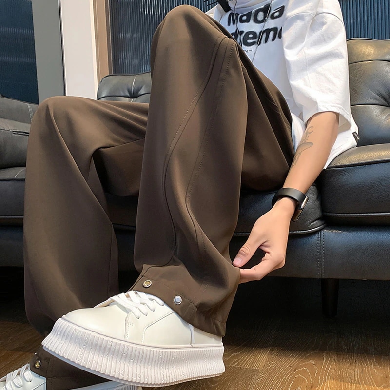 【超お得1つ買うと10個もらえる】メガ割接触冷感ボトムス メンズファッション アイスシルク カジュアルパンツ 夏 ストレート ゆったり ドレープ ウエスタンパンツ アメリカンヴィンテージ 無地 涼しい