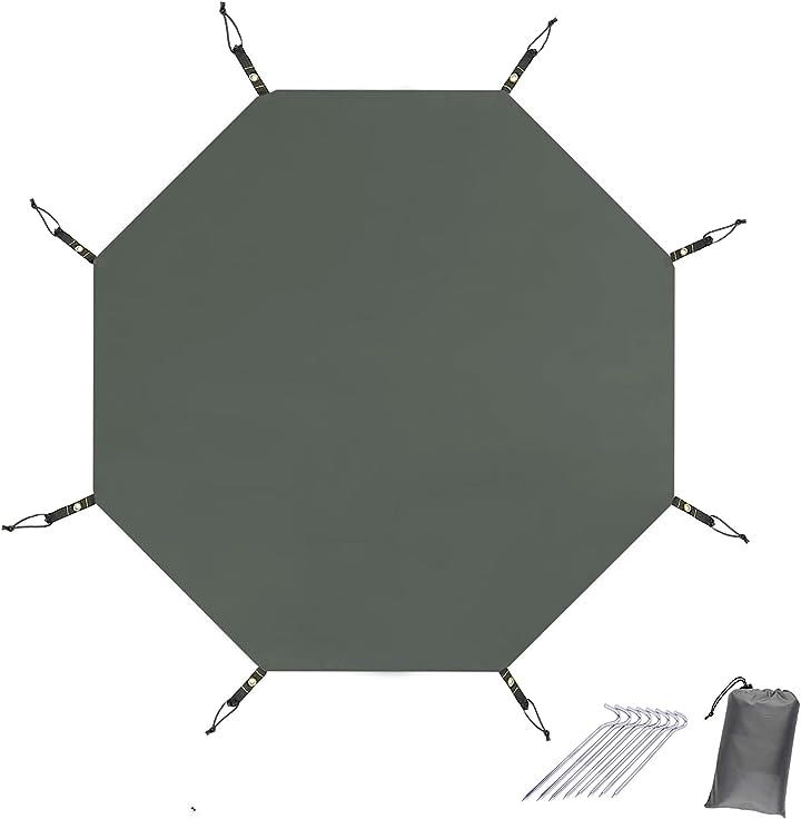テントシート グランドシート 八角 防水 アウトドア キャンプ 軽量 厚手 ワンポールテント用 コンパクト 持ち運び便利 収納袋つき ペグ付き 385x385( 八角 385x385)