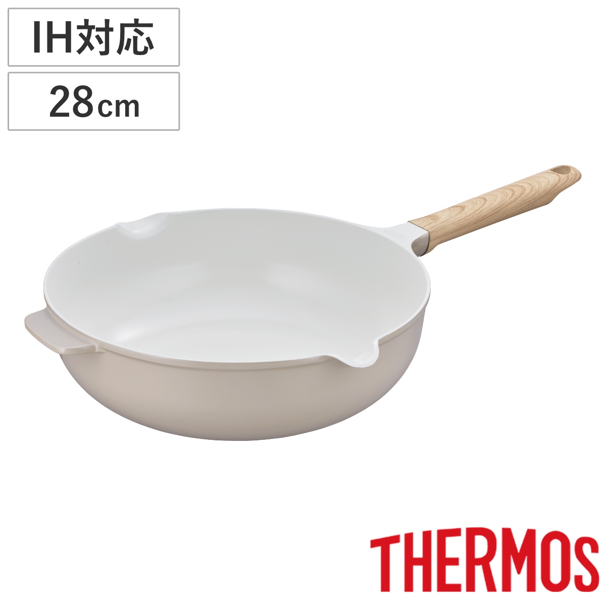 サーモス フライパン 28cm 深型 IH対応セラプロテクト セラミック マルチパン THERMOS ガス火対応 片手鍋 炒め鍋 セラミック加工 軽い 軽量 丈夫 長持ち