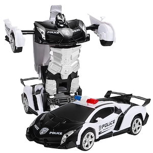 リモートコントロールカー - 2 in 1 ロボットおもちゃ 変形可能なRCカー 2.4GHz ラジオコントロール パトカー 360回転 充電式カー 子供向けギフト 3 4 5 6 7 8歳の男の子