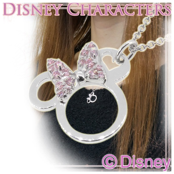 Disney ディズニー キラキラ ミニー リボン シルバーネックレス 送料無料 正規品