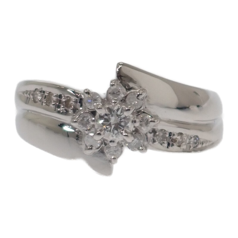 デザインジュエリー 14号 リング Pt900プラチナ ダイヤモンド レディース【Aランク】